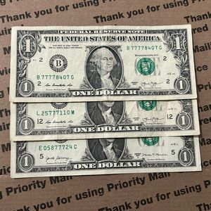 (x3) Lucky Triple x Quad 7’s Fancy Serial Numbered One Dollar Bills 💵